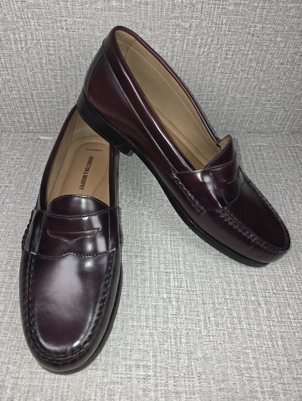 Johnston & Murphy Burgundy Red Penny Loafers Dress Shoes Men's 10.5 Wide 15-1093